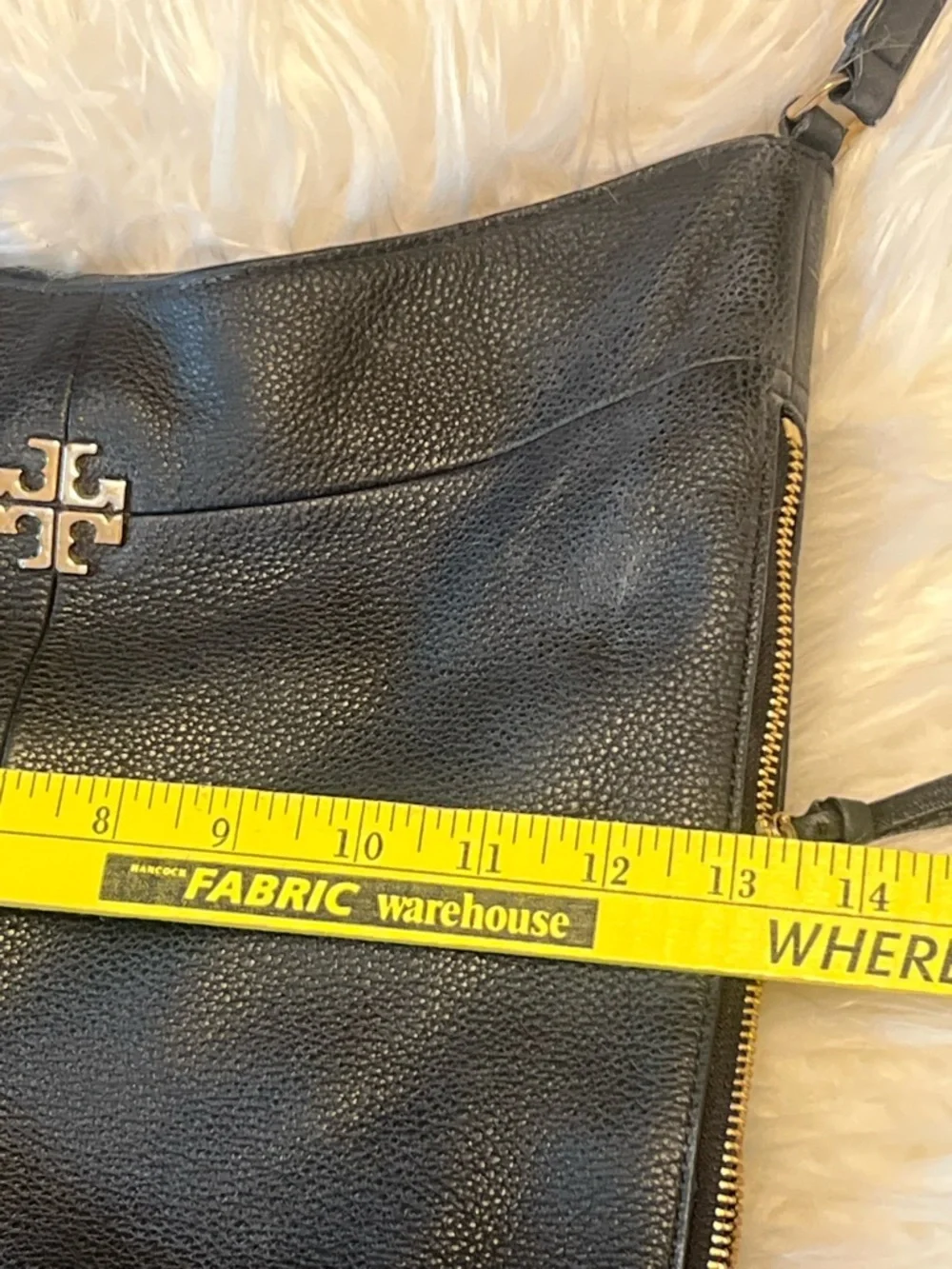 Tory Burch Black Pebbled Leather Hobo with Gold Logo